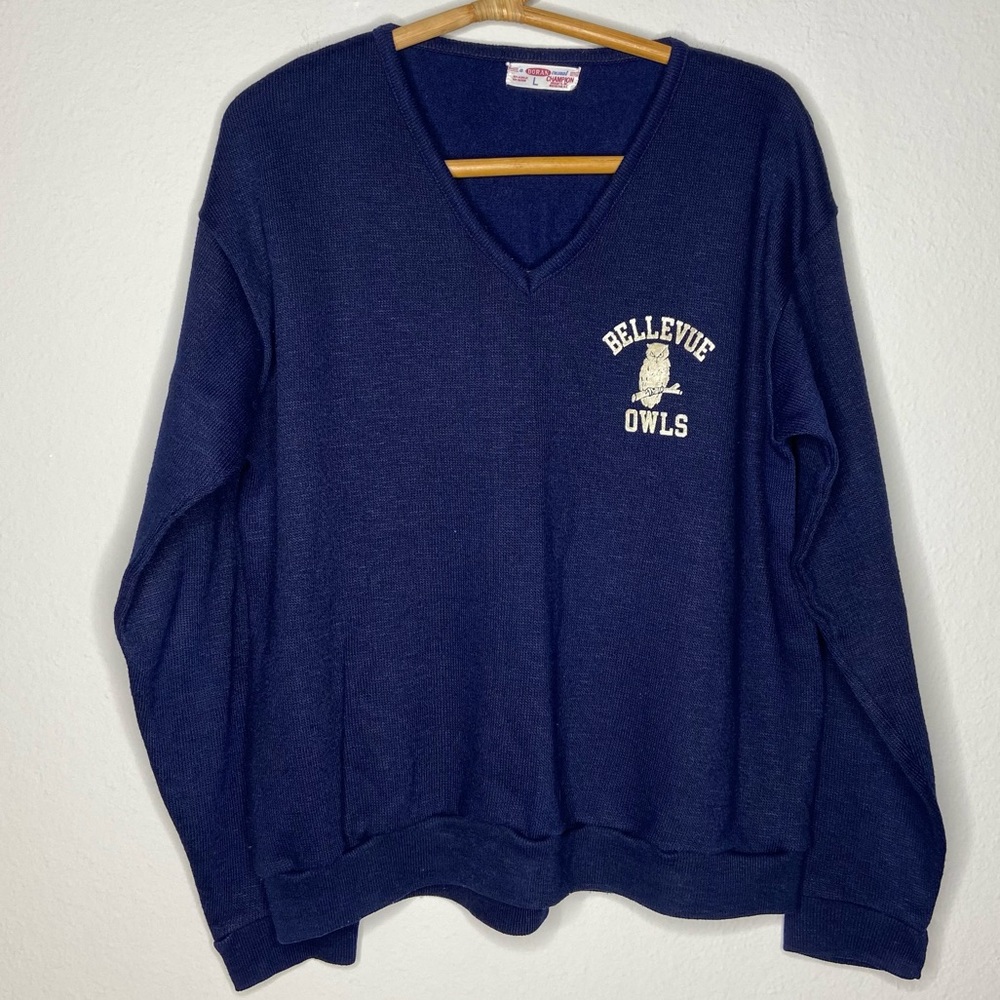 Vintage Champion Doran Casual 1950's V-Neck Knit Pullover Varsity Sweater